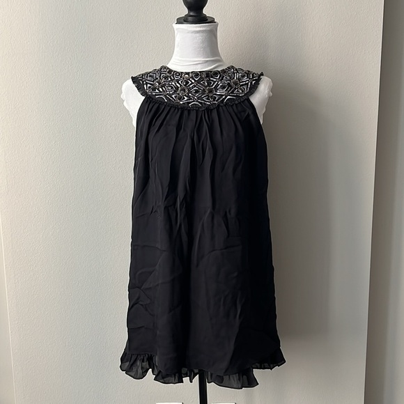 Alice + Olivia 100% Silk Trapeze Embellished Dress Black Size Small NWOT! - Picture 1 of 14